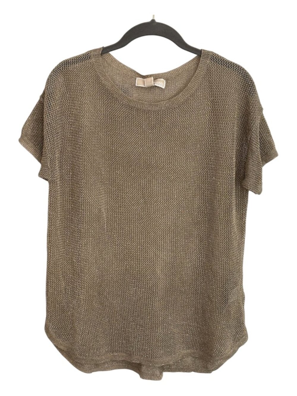 MICHAEL Michael Kors NWT Metallic Gold Mesh Beach Cover-Up Top High-Low Sz M